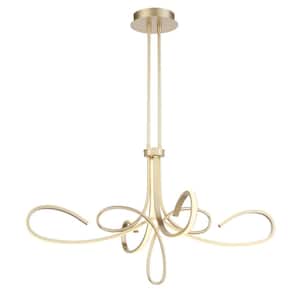 Astor 150-Watt Equivalence Integrated LED Soft Gold Geometric Chandelier with Etched Silicone Diffuser