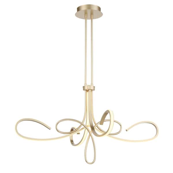 George Kovacs Astor 150-Watt Equivalence Integrated LED Soft Gold Geometric Chandelier with Etched Silicone Diffuser