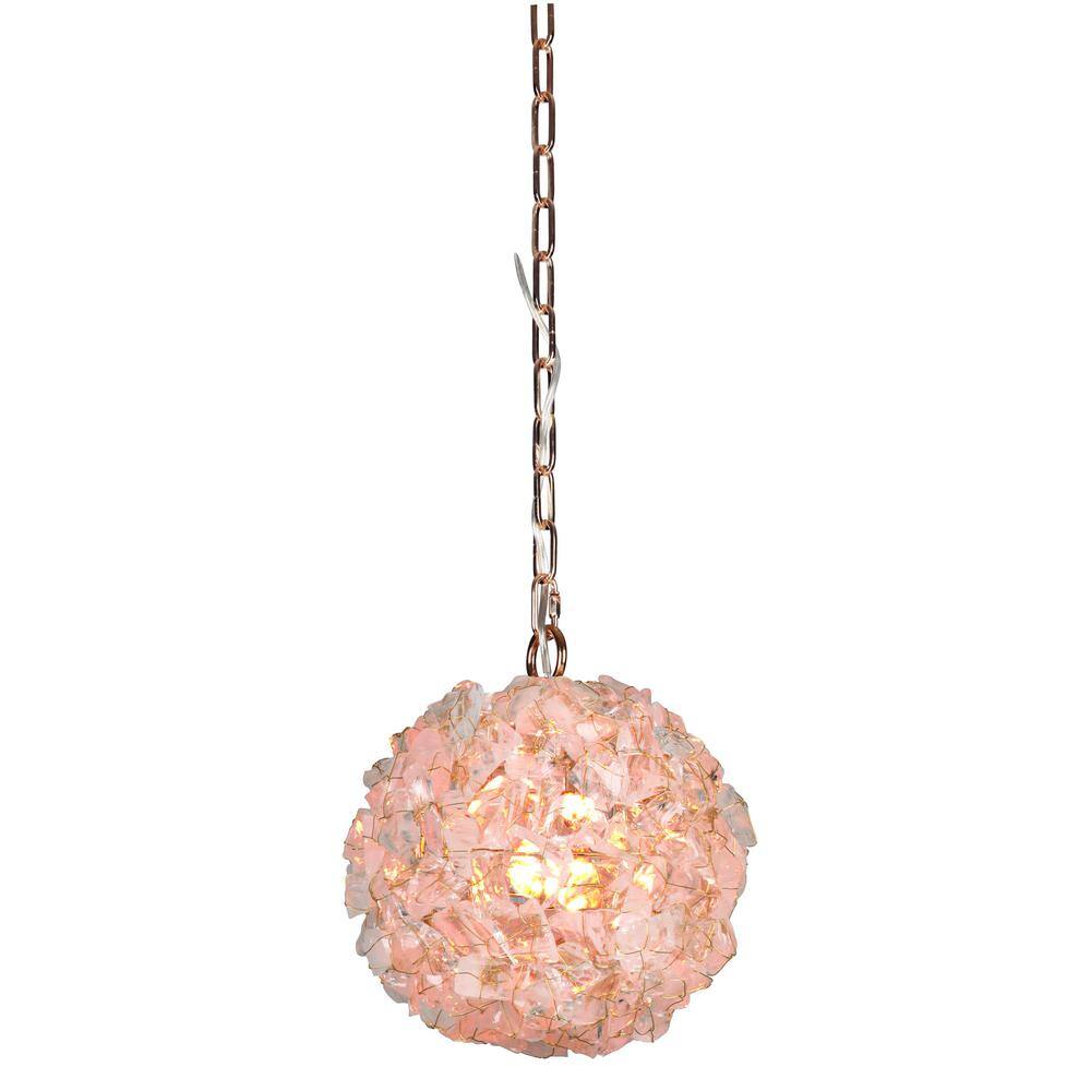 Polished Nickel Crystal Mini Pendant with Cream Shade