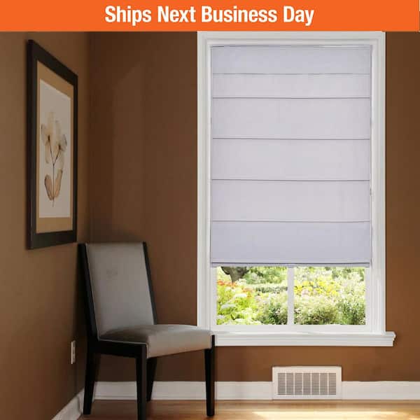 Dove Gray Cordless Blackout Lined Fabric Roman Shade - 27 in. W x 64 in. L