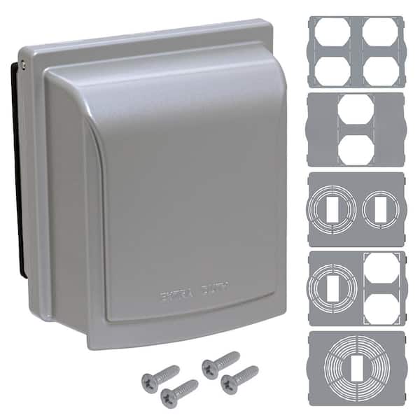 Commercial Electric 2-Gang Metal Weatherproof Electrical Outlet While In Use Cover, Gray