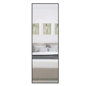 55 in. x 16 in. Modern Rectangle Metal Framed Black Shatter-Proof Leaning Mirror Full Length Wall Mirror for Home