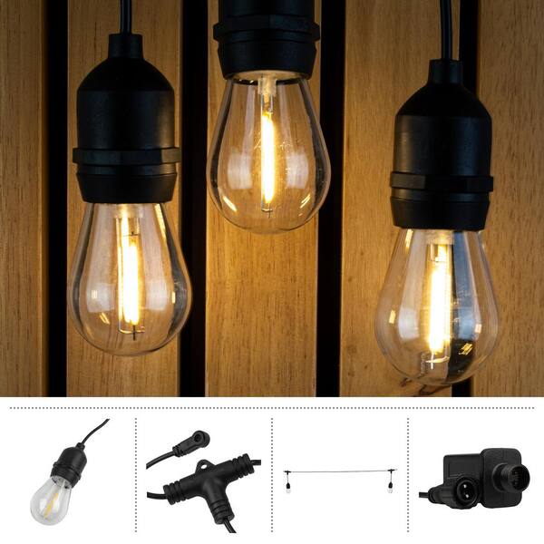Ps50 Black Patio String Lights Hometown Evolution Commercial Grade Vintage Edison ...