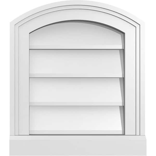 Ekena Millwork 14 in. x 16 in. Arch Top Surface Mount PVC Gable Vent: Functional with Brickmould Sill Frame