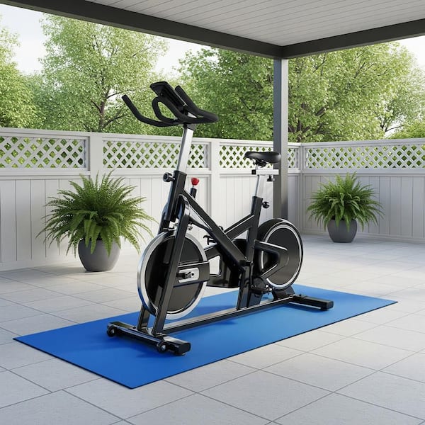 TFS-121 Green - 48 in. W x 60 in. L - 0.2 in. Thick - Rubber Exercise Bike Mat - (20 sq. ft.)