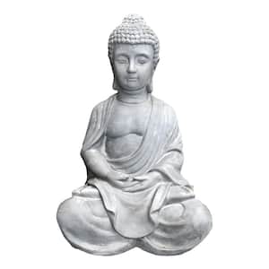 25.6 in. H Natural Concrete/Fiberglass Indoor Outdoor Sitting Meditating Zen Buddha Statue