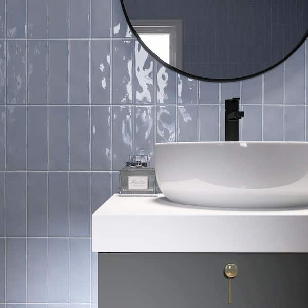 Borgo Subway Sky Blue 2.6 in. X 7.9 in. Polished Porcelain Floor and Wall Tile (7.76 sq. ft./Case)