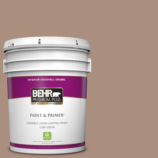 BEHR PREMIUM PLUS 5 gal. #BNC-13 Cozy Cocoa Eggshell Enamel Low Odor Interior Paint & Primer