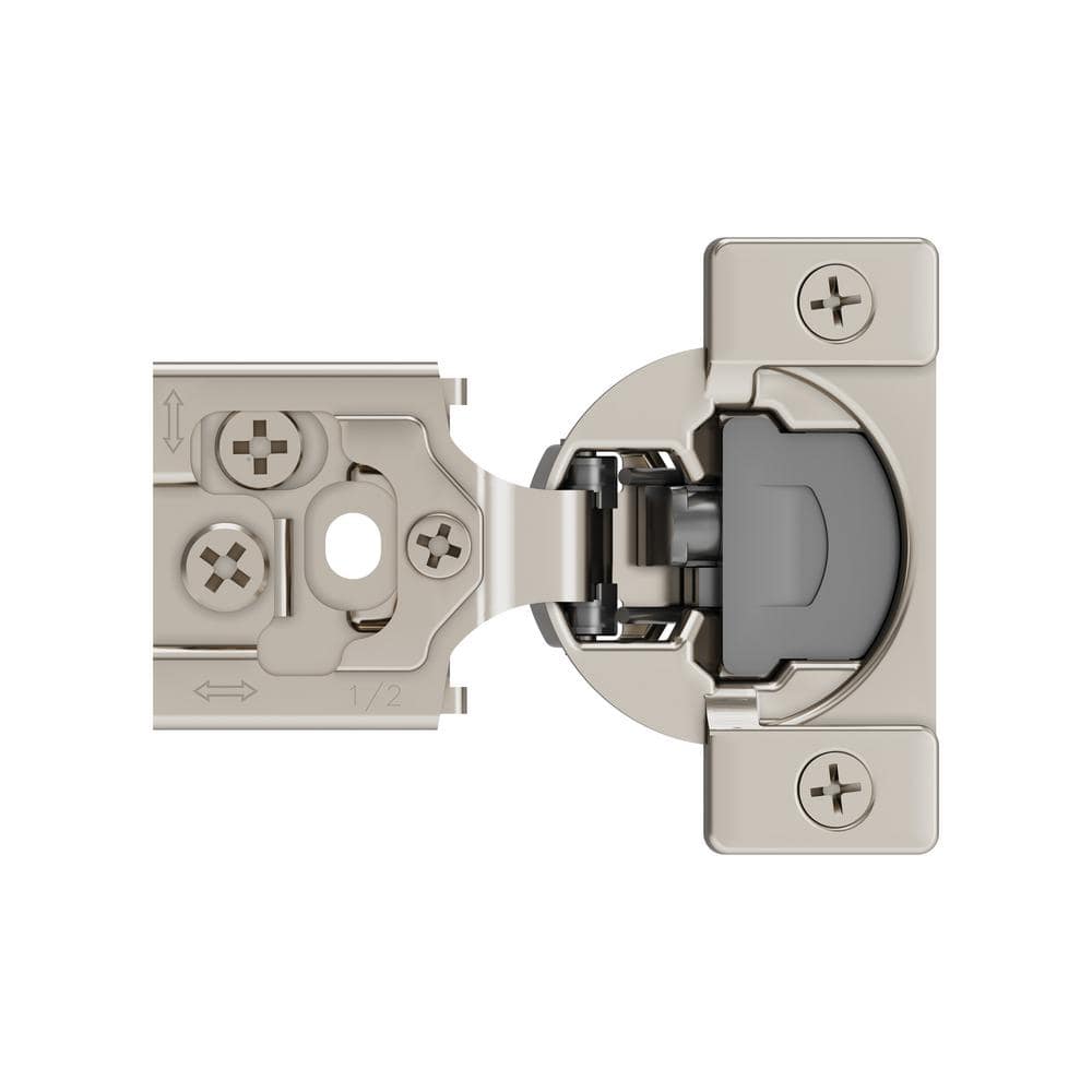 Nickel 1/2 inch Overlay Soft-Close Concealed Cabinet Hinge Pair