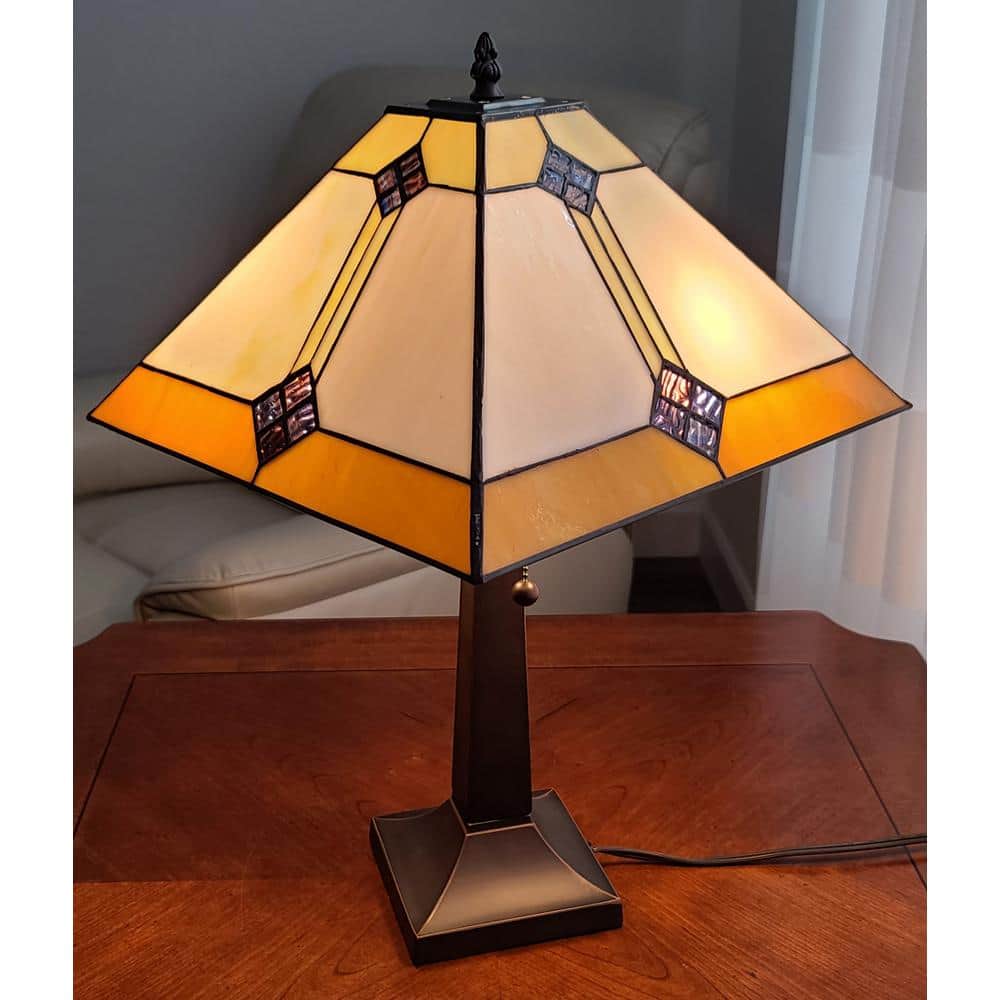 21" Bronze Stained Glass Mission Style Table Lamp