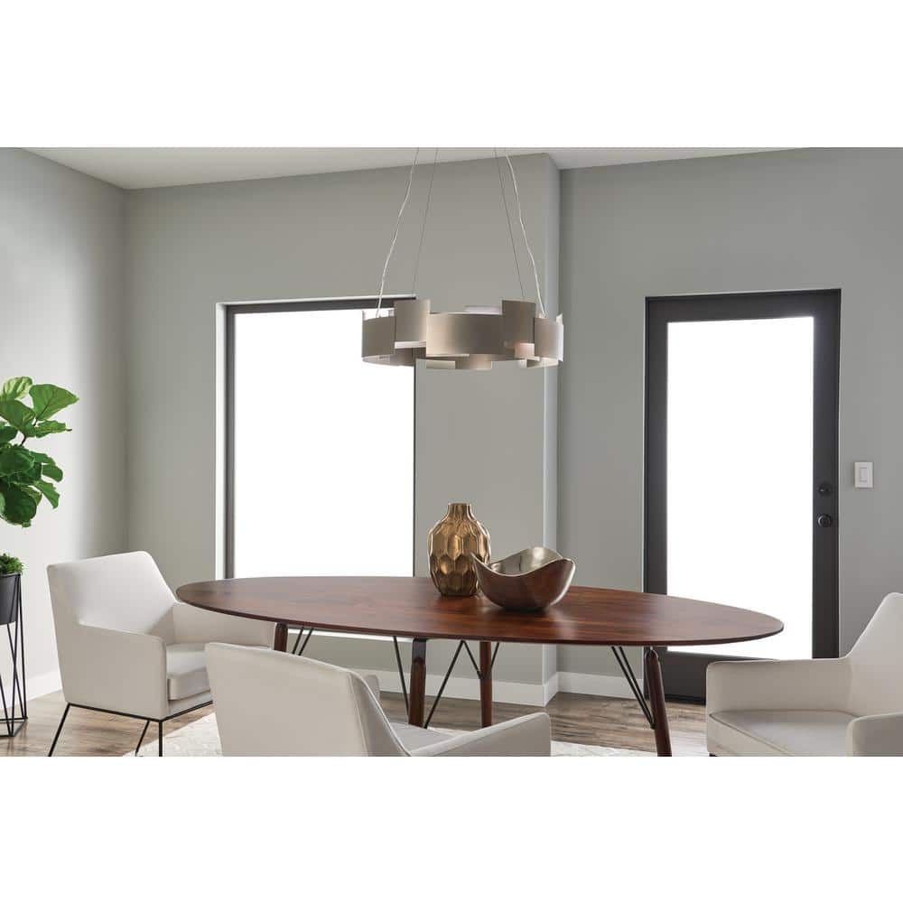 Satin Nickel 26.5" Modern LED Drum Pendant with Black Shade