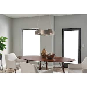 Moderne 26.5 in. Integrated LED Satin Nickel Contemporary Shaded Circle Chandelier for Dining Room