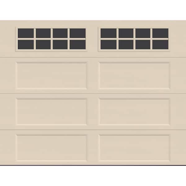 Bridgeport Steel Extended Panel 9ft. x 7ft. Non-Insulated Almond Garage Door with windows