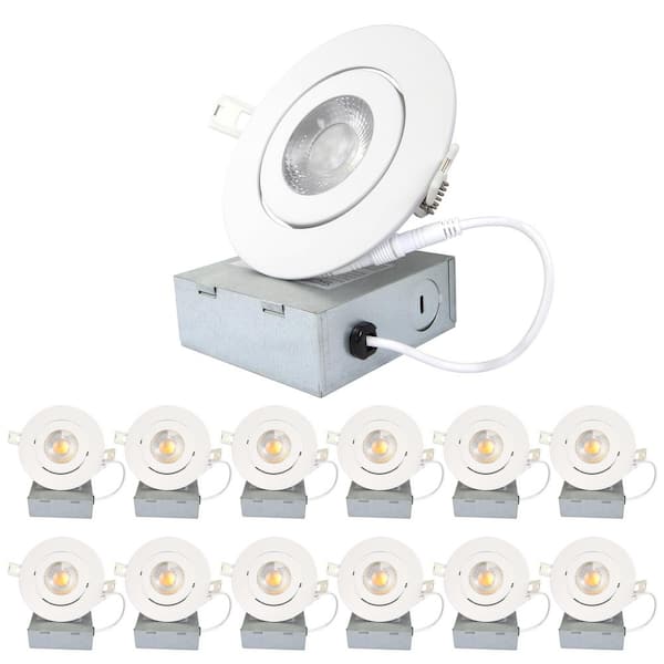 raccroc 4 in. White Flush Round Wet Rated LED Integrated Recessed Lighting Kit (12-Pack)