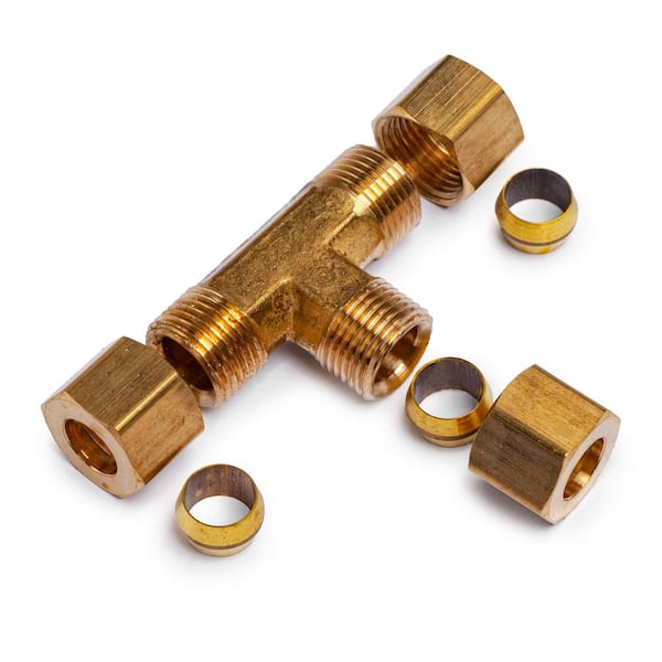 LTWFITTING 5/8 in. O.D. Comp Brass Compression Tee Fitting (3-Pack