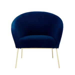 Darrell Navy/Gold Velvet Accent Chair with Armless