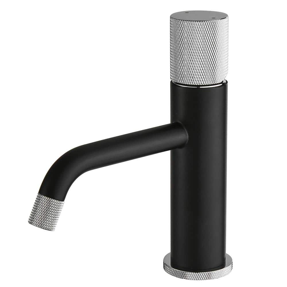 Modern Single Hole Single Handle Bathroom Faucet in Matte Black and Chrome