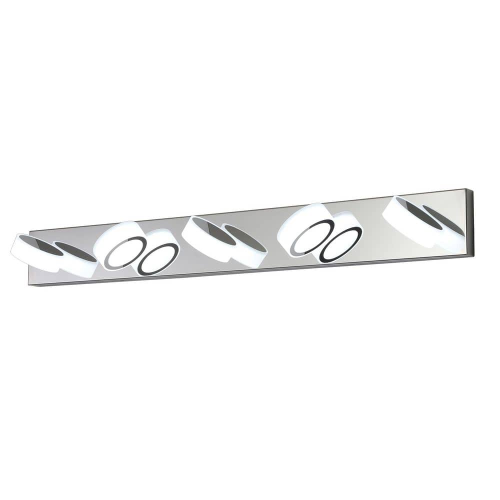 37 in. 5-Light Modern Chrome LED Vanity Light Bar with Acrylic Shades for Mirror, Shower, and Bathroom Decor price history on PriceWatchPro