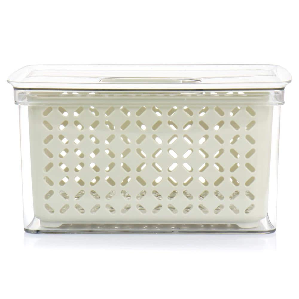 Large White BPA-Free Plastic Food Storage Container with Colander