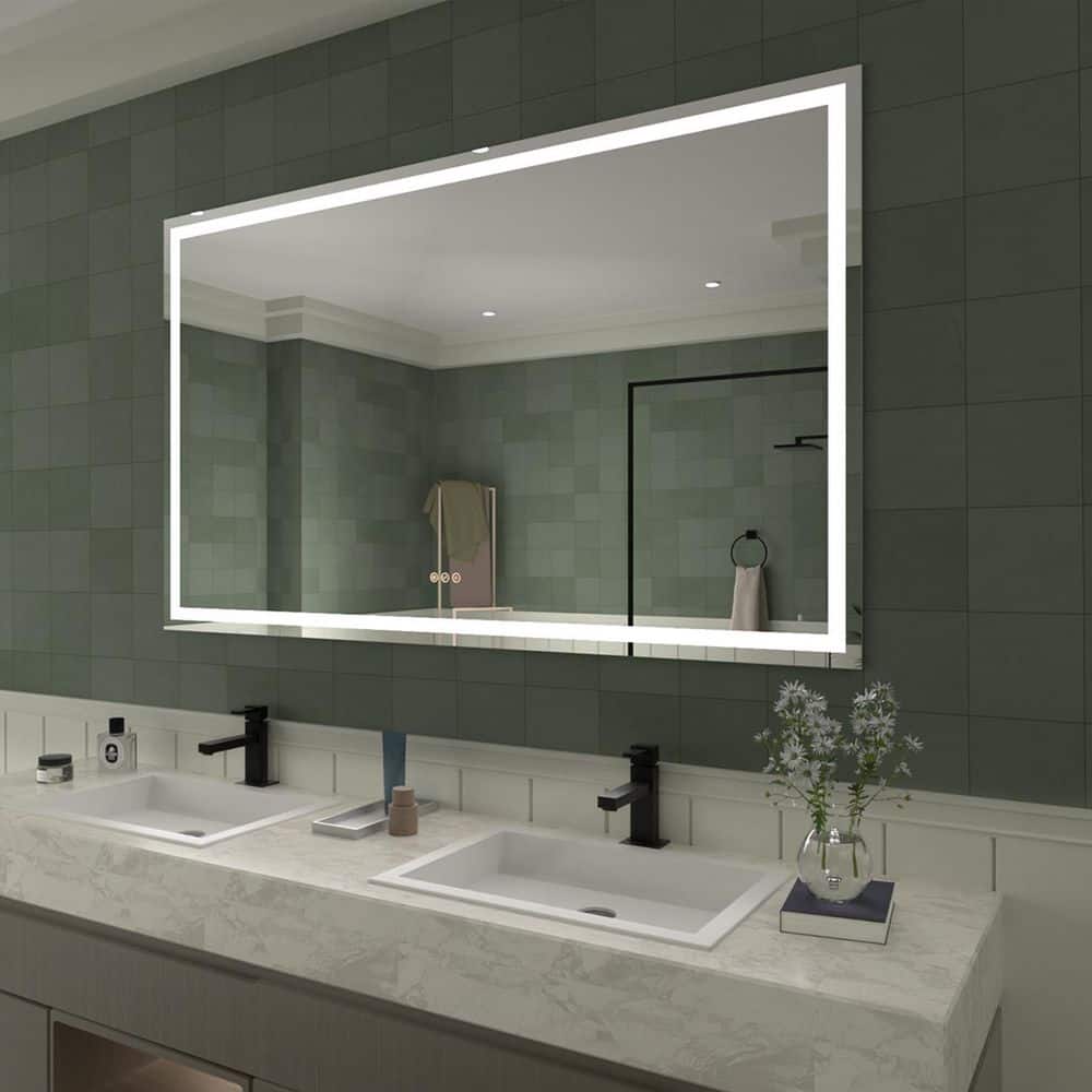 Vela 60 in. W x 36 in. H Rectangular Frameless LED Light Anti-Fog Wall Bath