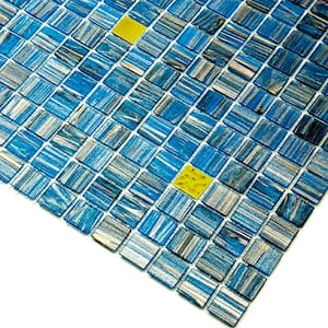 Mingles 12 in. x 12 in. Glossy Blue and Yellow Glass Mosaic Wall and Floor Tile (20 sq. ft./case) (20-pack)