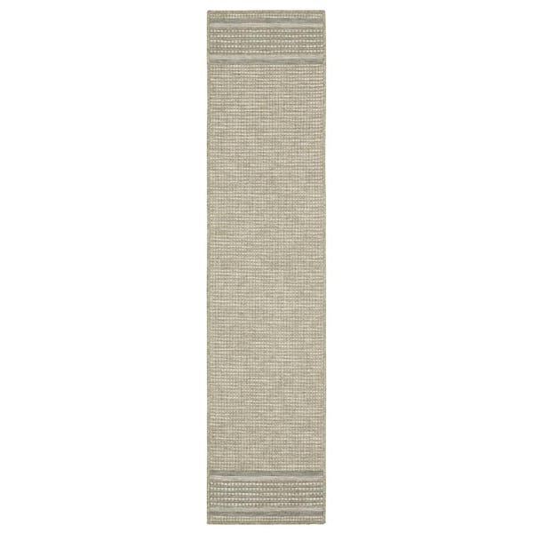 Thrasher Beige 2 ft. x 8 ft. Casual Geometric Polypropylene Indoor/Outdoor Runner Area Rug