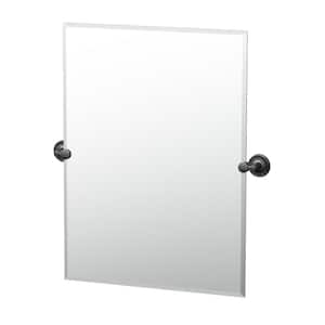 Designer 24 in. W x 32 in. H Frameless Rectangular Beveled Edge Bathroom Vanity Mirror in Matte Black