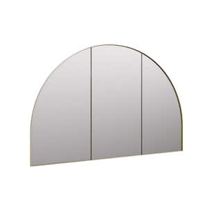 Aria 48 in. W x 32 in. H Large Arch Gold Steel Recessed/Surface Mount Medicine Cabinet with Mirror in Satin Brass Finish