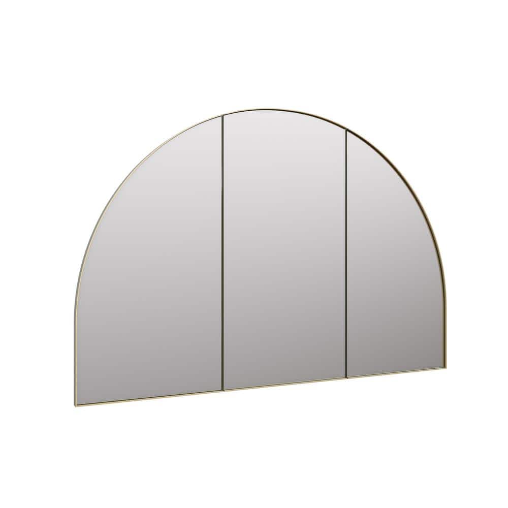 Large Gold Steel Arched Triple Door Medicine Cabinet with Mirror