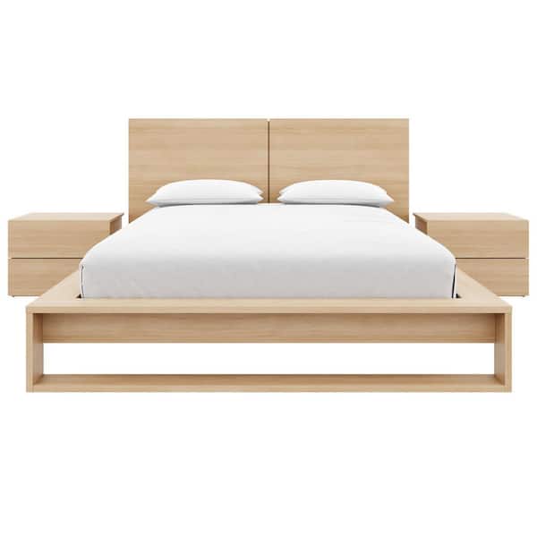 Birkin 4 Piece Natural Blonde Oak Wood Composite Queen Size Bedroom Set