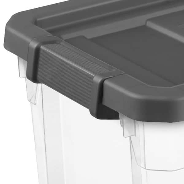 Sterilite Plastic 30 Gallon Tote Box Clear/ Titanium Set of 6