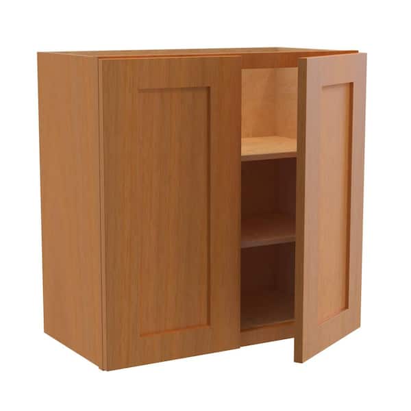Home Decorators Collection Newport 24 in. W x 12 in. D x 24 in. H Assembled Plywood Wall Bridge Kitchen Cabinet in Cinnamon with Soft Close
