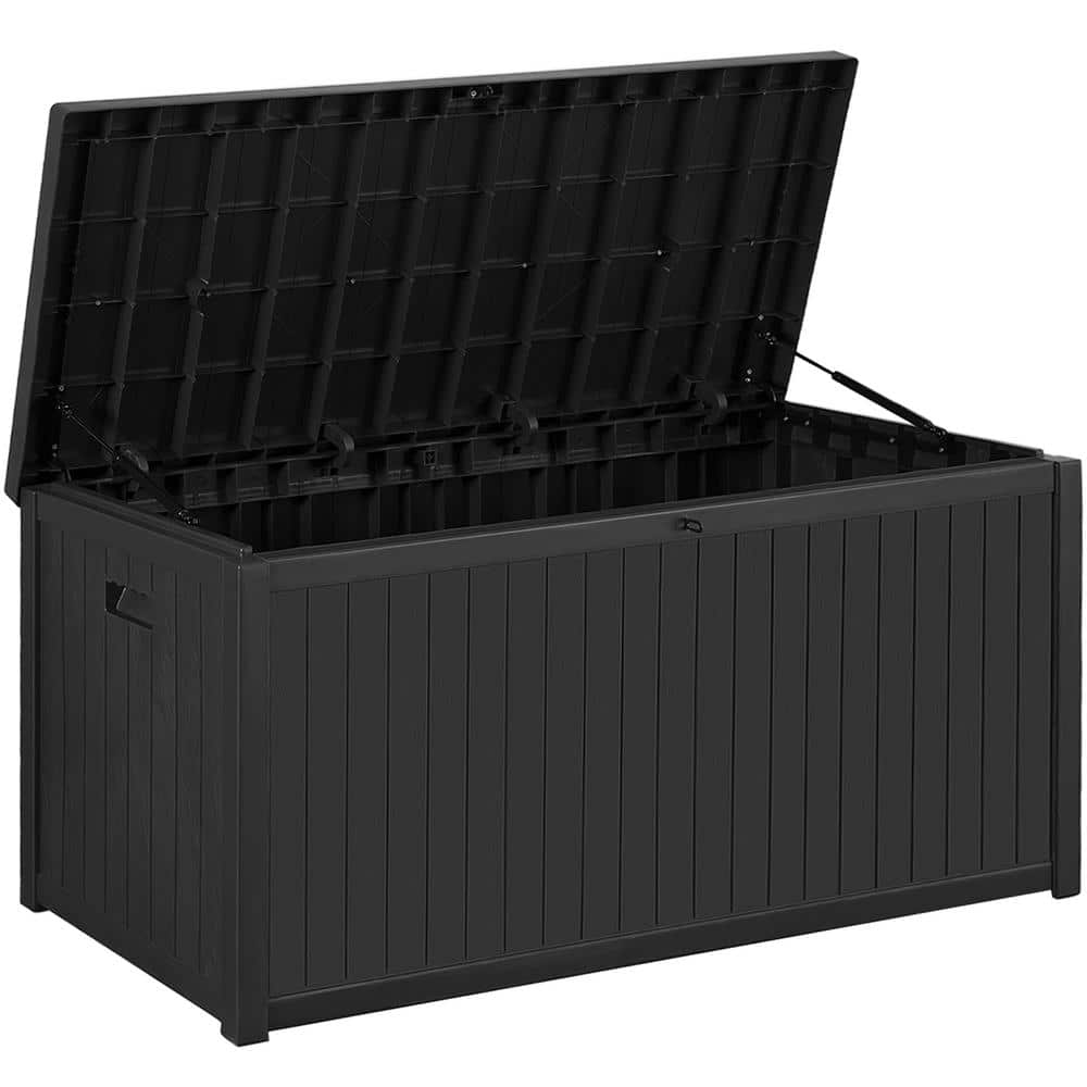 Black 120 Gallon Lockable Resin Outdoor Deck Box