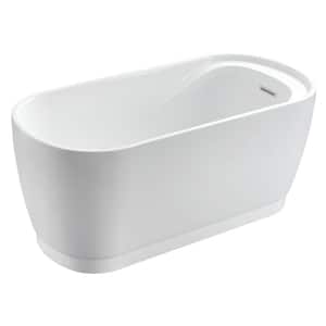 Aqua Eden 59 in. x 29 in. Acrylic Freestanding Soaking Bathtub in White with Drain and Integrated Seat