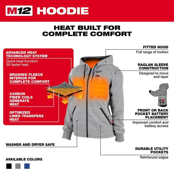 Cordless Black Heated Jacket Hoodie Kit 