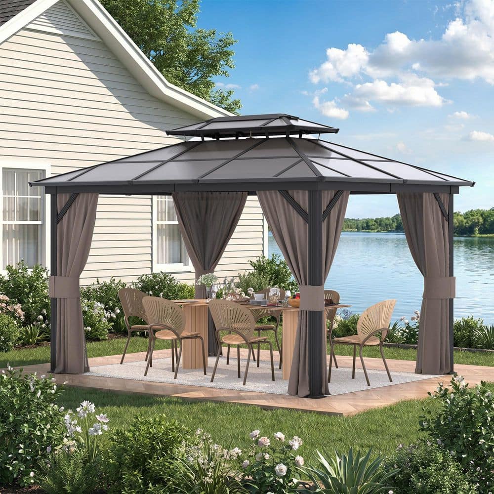HOMMOW 10 ft. x 13 ft. Outdoor Polycarbonate Double Roof Sun Panel
