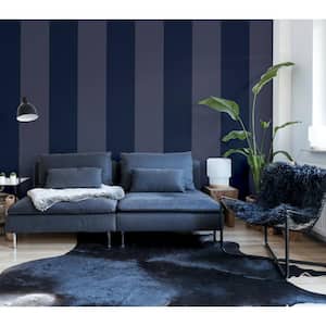 Go Large Navy Blue Stripe Non-Woven Wallpaper