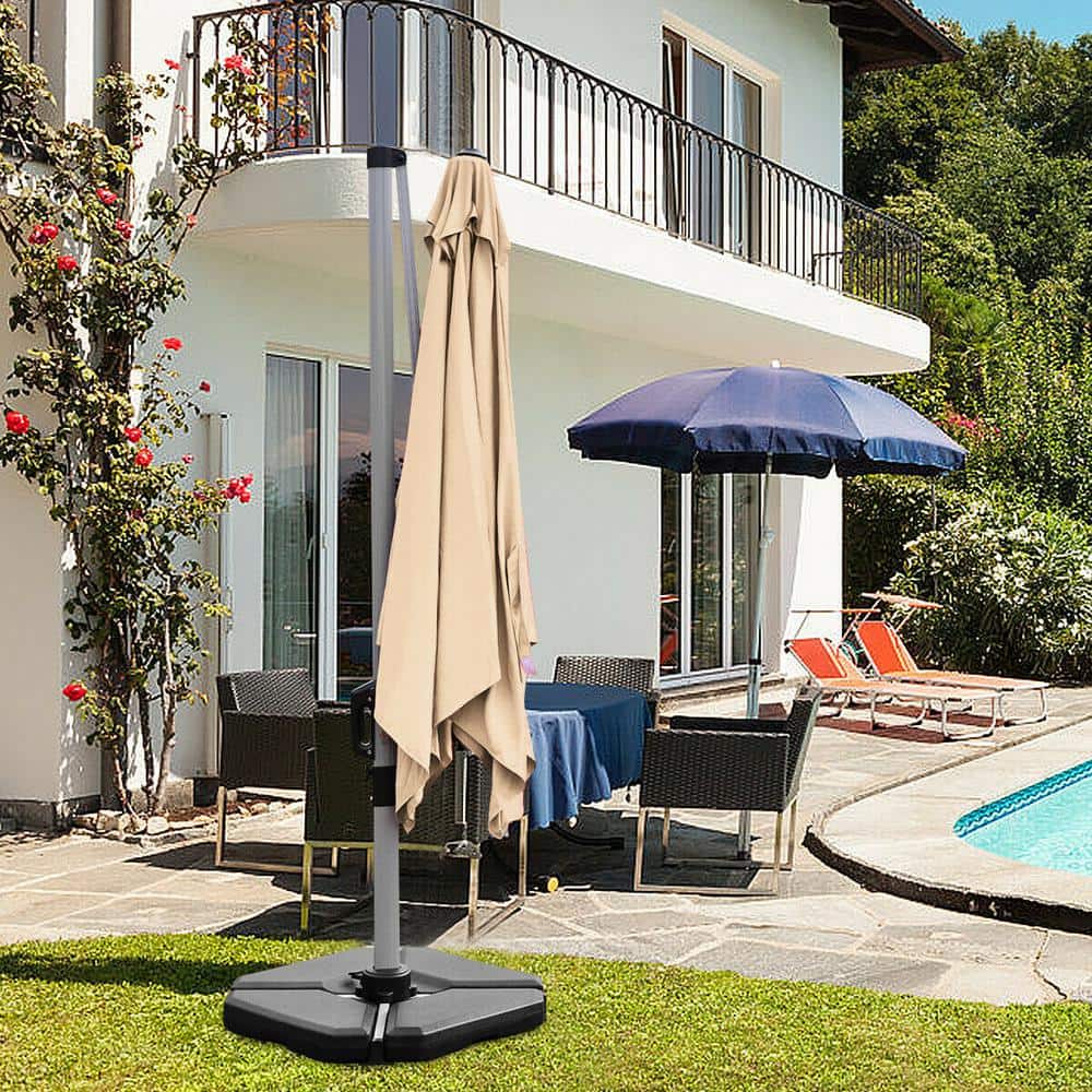 Black Triangular Plastic Outdoor Umbrella Base Set