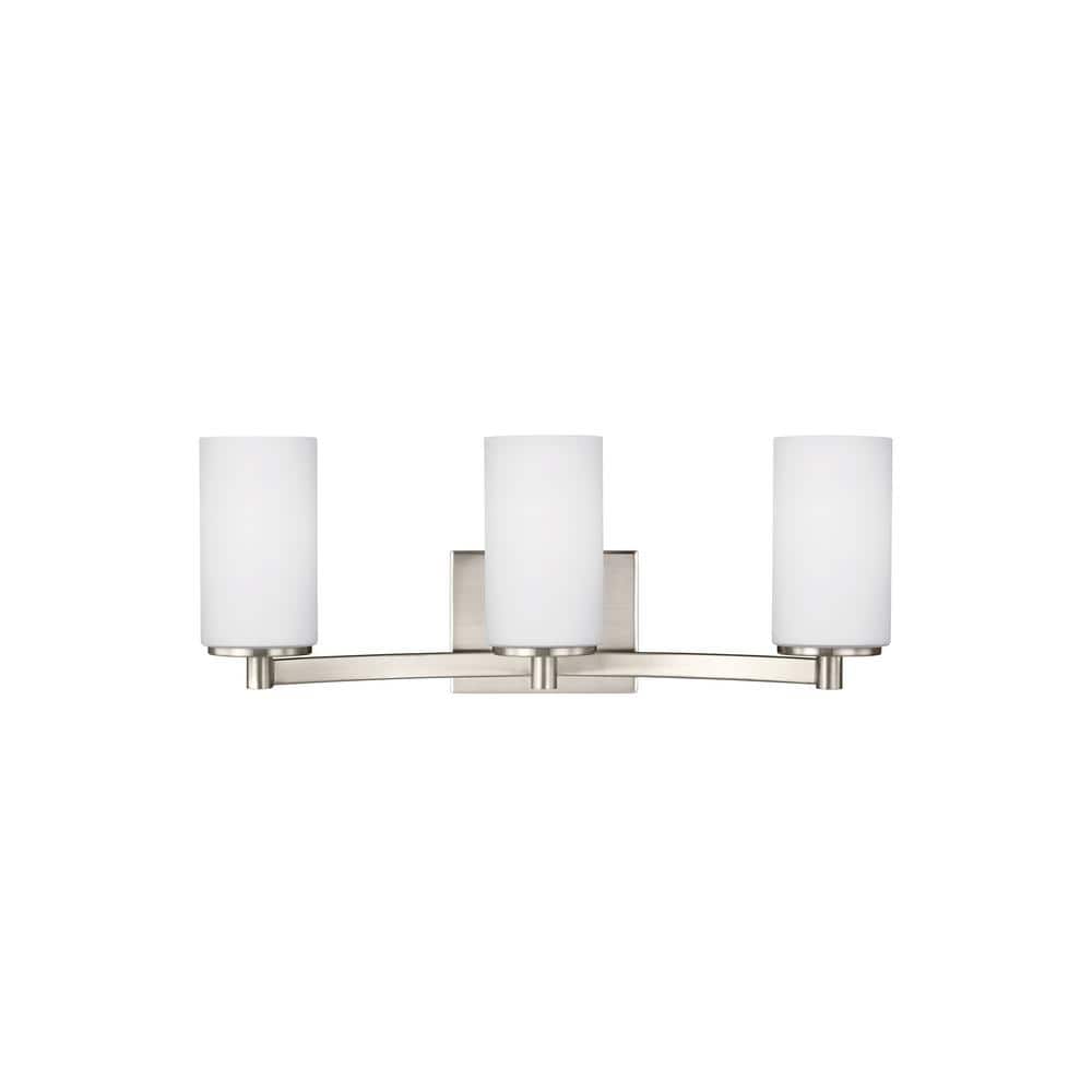 Hettinger 20 in. 3-Light Brushed Nickel Transitional Contemporary Wall Bathroom Vanity Light with LED Bulbs price history on PriceWatchPro