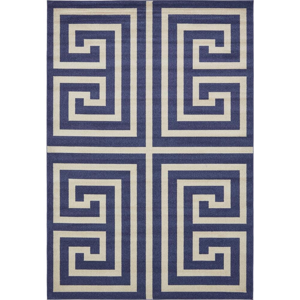 Athens Greek Key Navy Blue 8' 0 x 11' 4 Area Rug price history on PriceWatchPro
