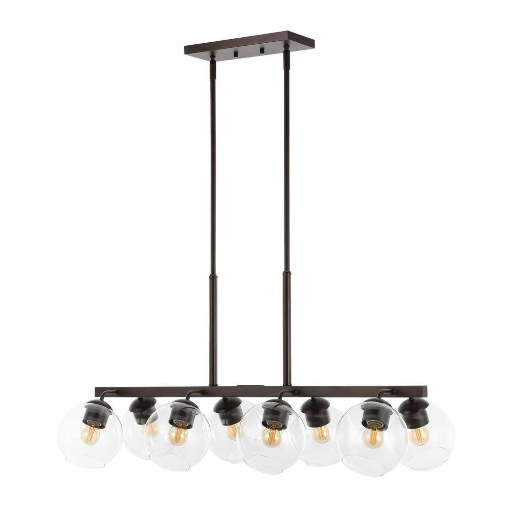 Julian 56.5" Oil-Rubbed Bronze LED Linear Pendant with Clear Glass Globes