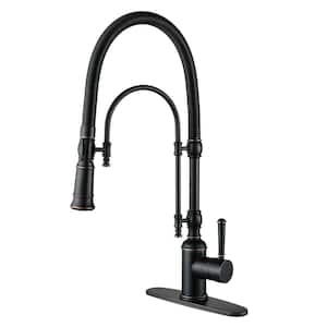 Single Handle 1.8GPM Pull Out Sprayer Kitchen Faucet Deck Plate Included in Oil Rubbed Bronze