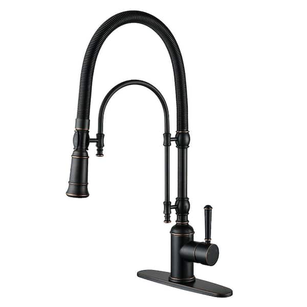 ARCORA Single Handle 1.8GPM Pull Out Sprayer Kitchen Faucet Deck Plate Included in Oil Rubbed Bronze