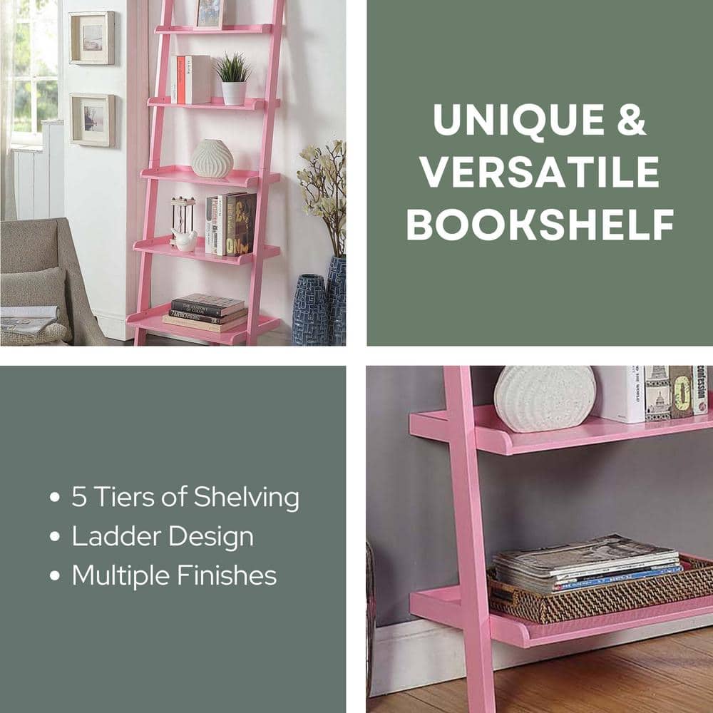 American Heritage Light Pink 5-Tier Wooden Ladder Bookshelf