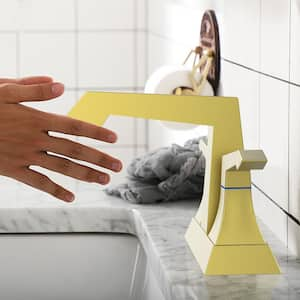 4 in. Centerset 2-Handle 3-Hole Deck-Mount Bathroom Faucet with Pop up Drain in Brushed Gold