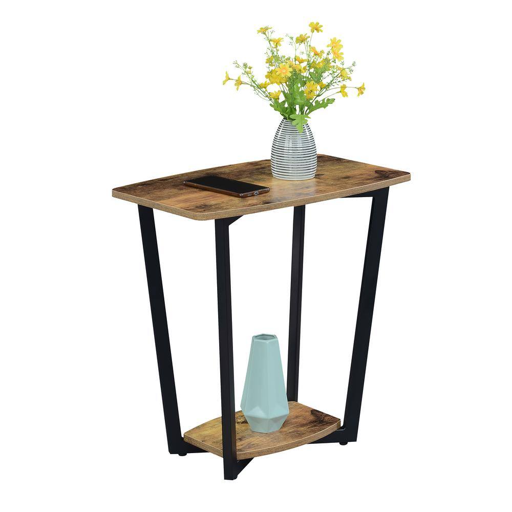 Urban Barnwood 24" Industrial End Table with Dual-Shelf, Black Metal Frame