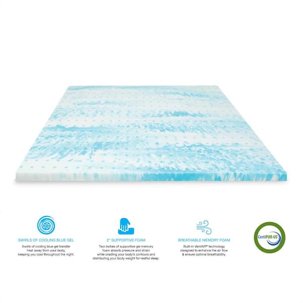 BioPEDIC 2-Inch Gel Swirl Memory Foam Mattress Topper - Twin 