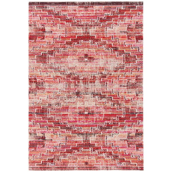 Montage Rust/Ivory 10 ft. x 14 ft. Tribal Ikat Indoor/Outdoor Area Rug
