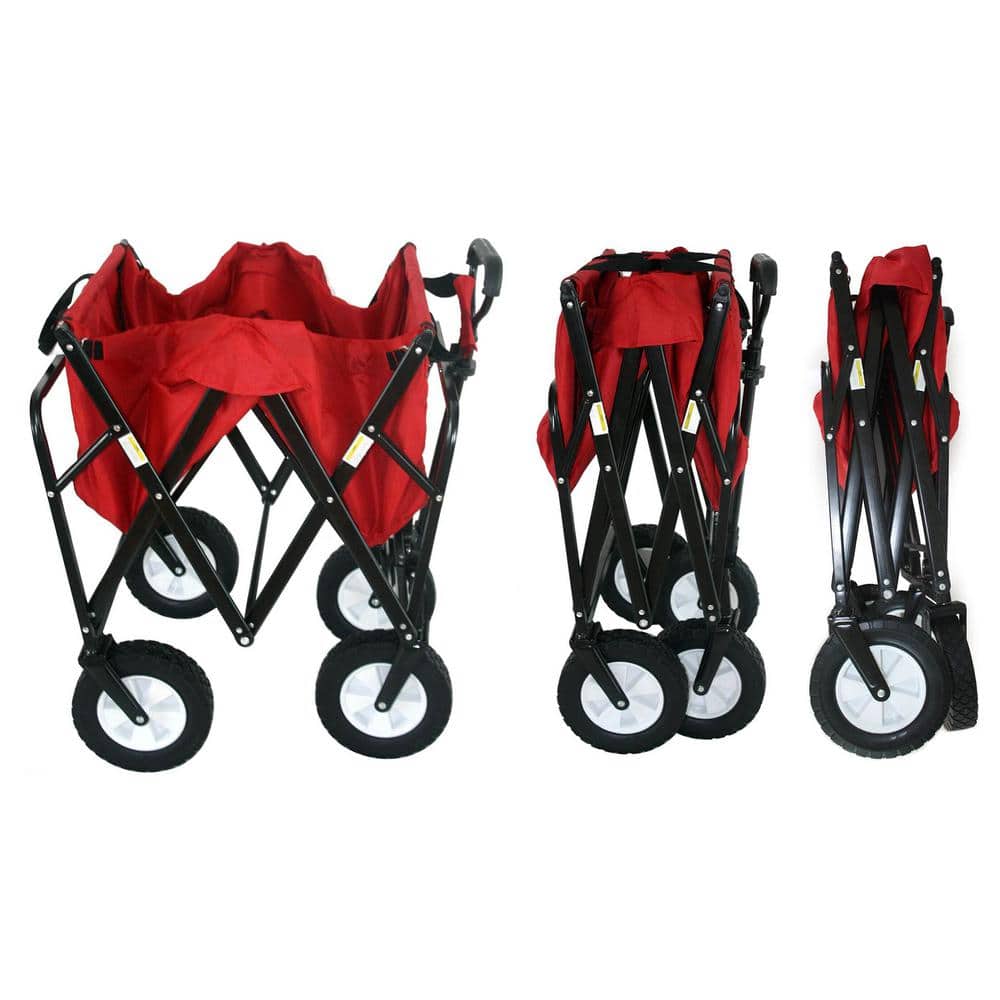 Red Steel Frame Collapsible Outdoor Utility Wagon