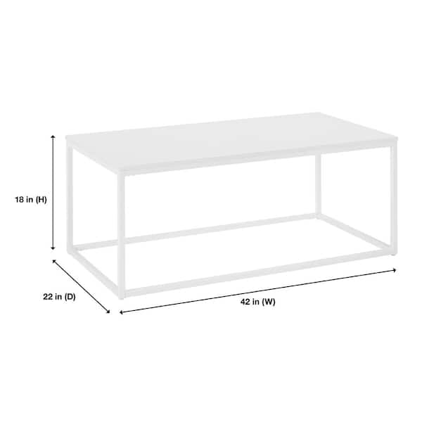 Donnelly 42 in. White Rectangle MDF Wood Top Coffee Table